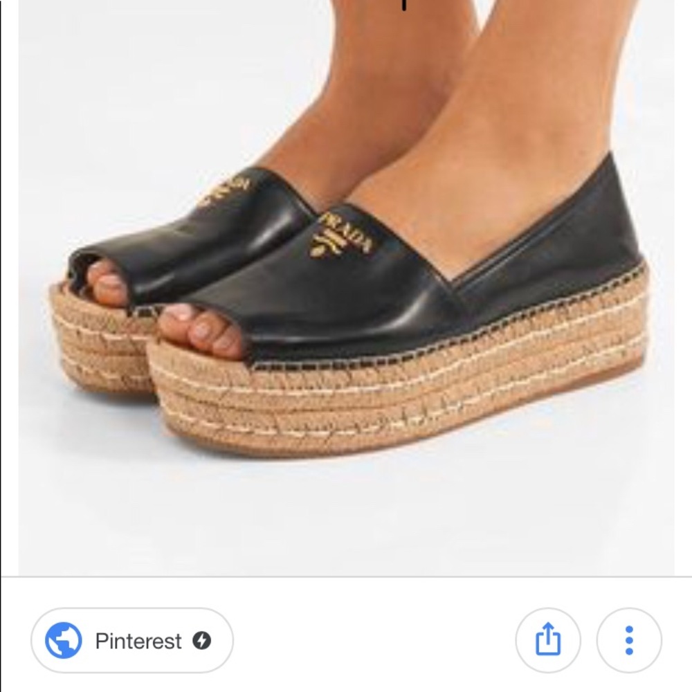 Great Black leather PRADA espadrille shoes